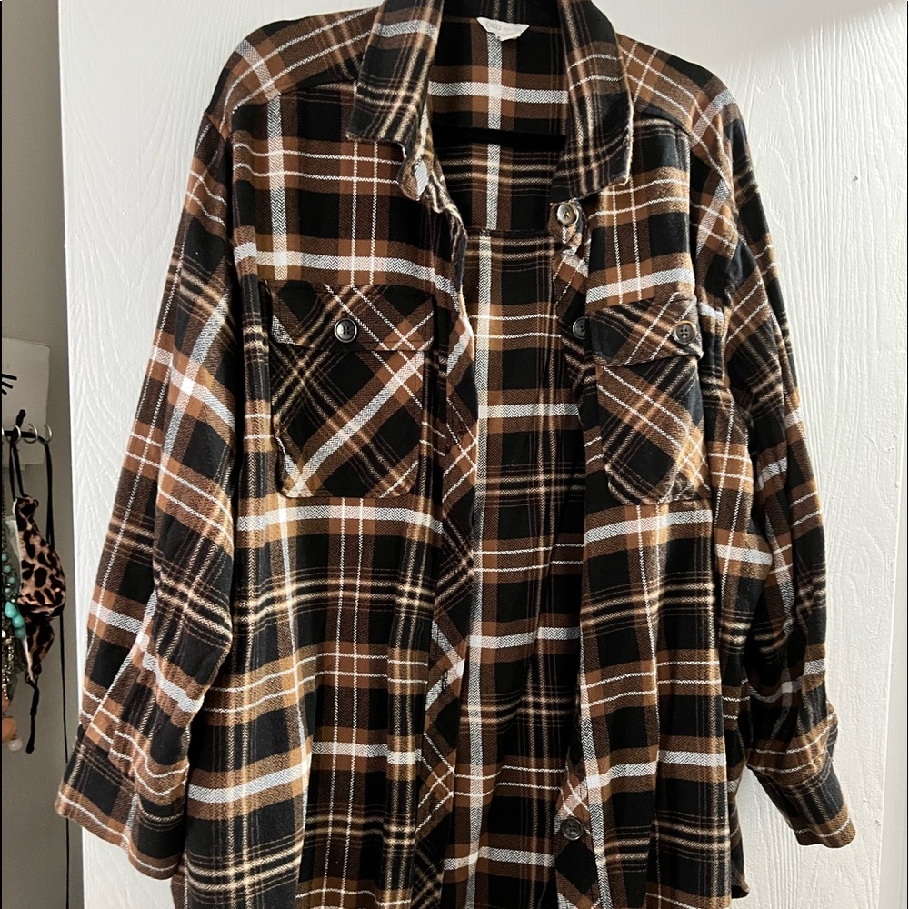 Brown and black plaid shacket